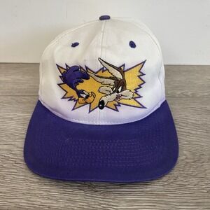 Vintage Looney Tunes Wile E Coyote Road Runner Embroidered Two Tone Snapback Hat